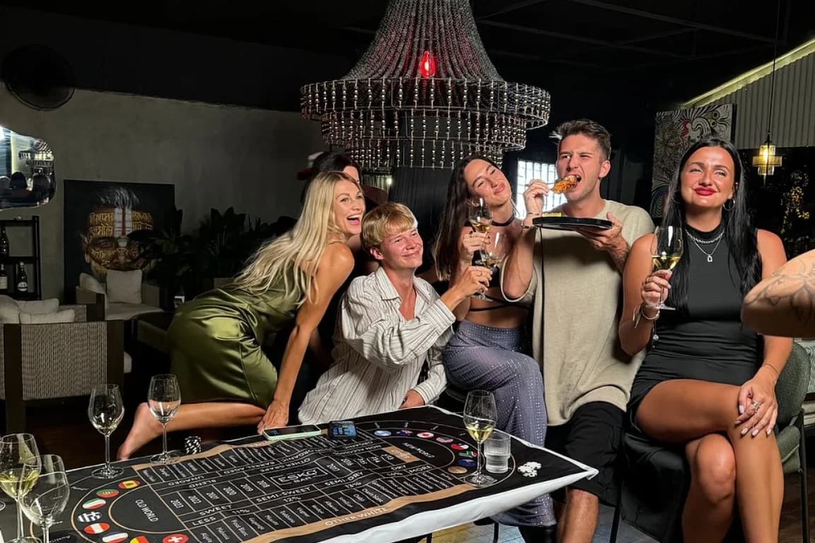 Group of friends having fun in Eskqbar Canggu