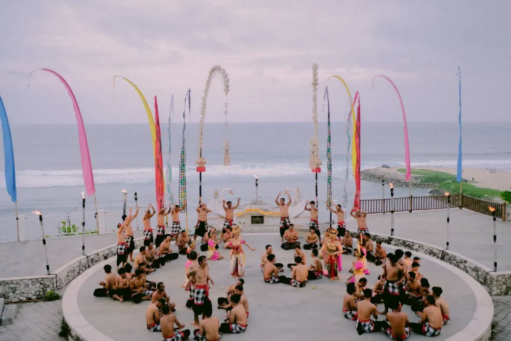 kecak dance performance in melasti beach